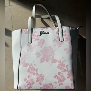 Guess pink and white floral purse